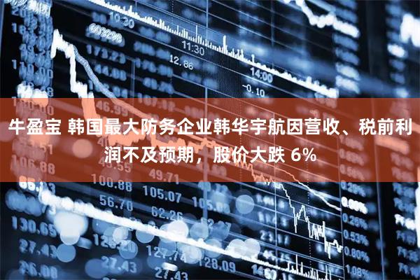 牛盈宝 韩国最大防务企业韩华宇航因营收、税前利润不及预期，股价大跌 6%